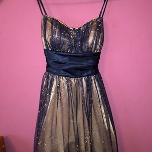 Gold and Navy Blue formal/prom dress